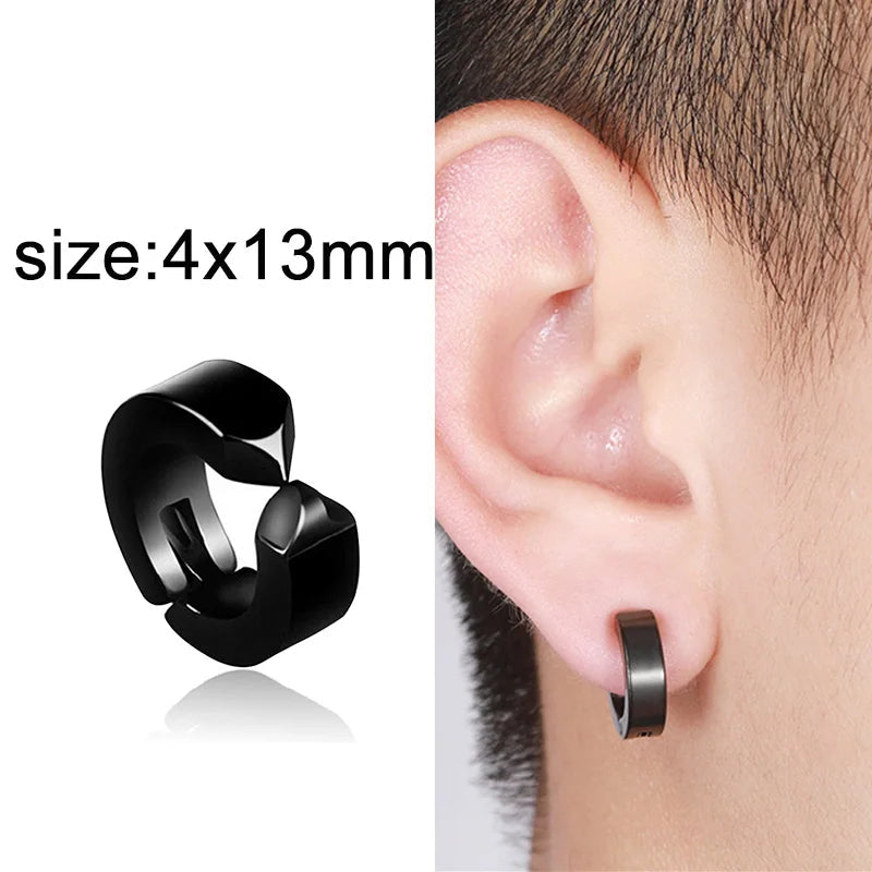 1 Piece Stainless Steel Ear Clip Earrings for Women Men Painless Fake Earrings Best Selling Style Punk Hip Hop Jewelry - Mountain ship