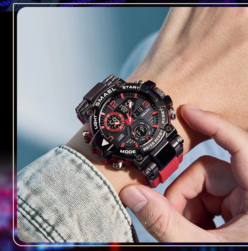 2025 SMAEL Sports Watches Men LED Watches New 50m Waterproof Digital Watches 8110 Shockproof Sports Watches for Men Electrionic - Mountain ship