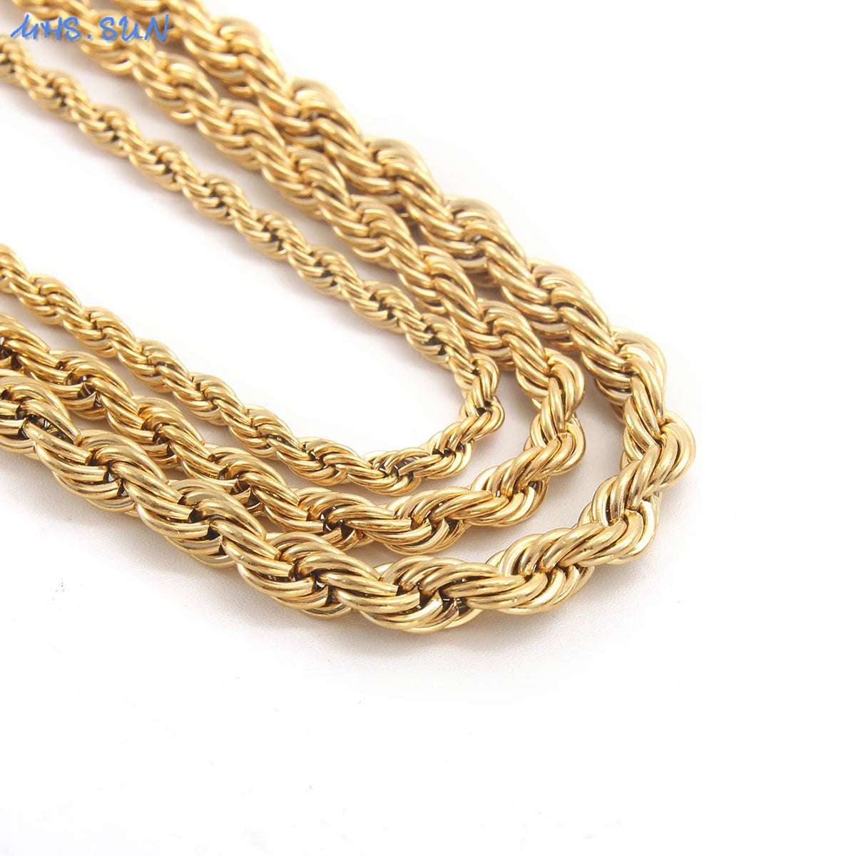MHS.SUN Hip Hop Stainless Steel Gold/Sliver Color 3MM 5MM Twisted Rope Chain Necklaces For Women Men Party Jewelry Accessories - Mountain ship