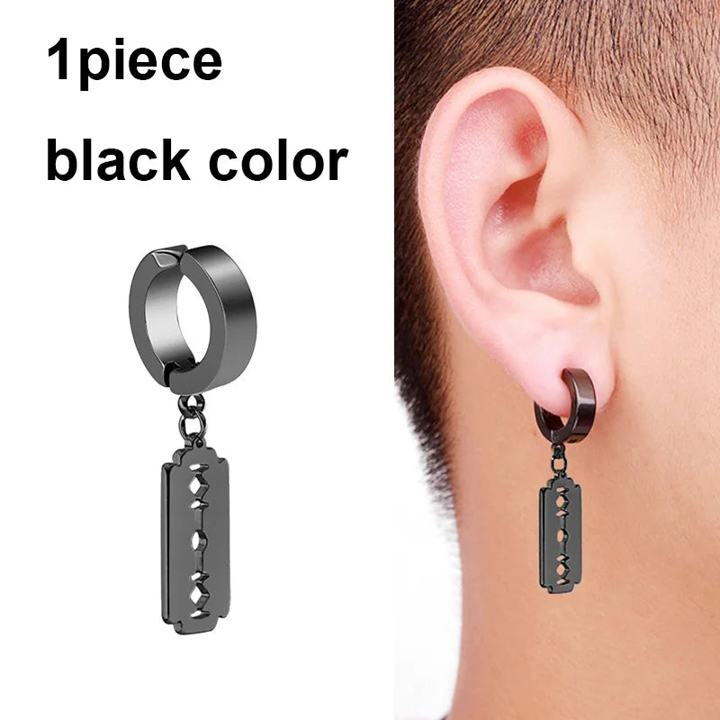 1 Piece Stainless Steel Ear Clip Earrings for Women Men Painless Fake Earrings Best Selling Style Punk Hip Hop Jewelry - Mountain ship