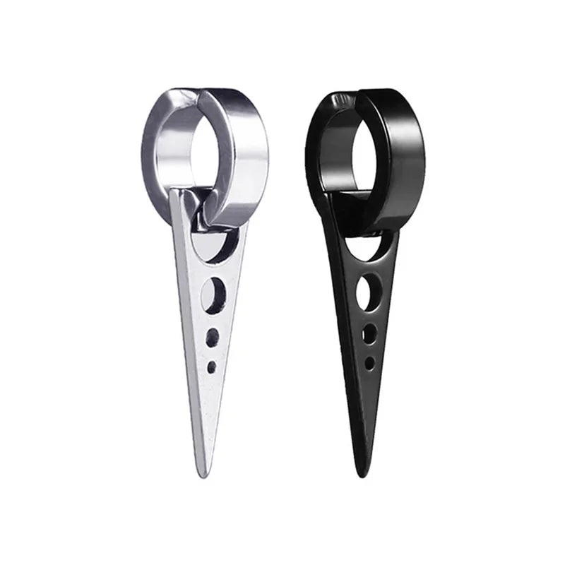 1 Piece Stainless Steel Ear Clip Earrings for Women Men Painless Fake Earrings Best Selling Style Punk Hip Hop Jewelry - Mountain ship