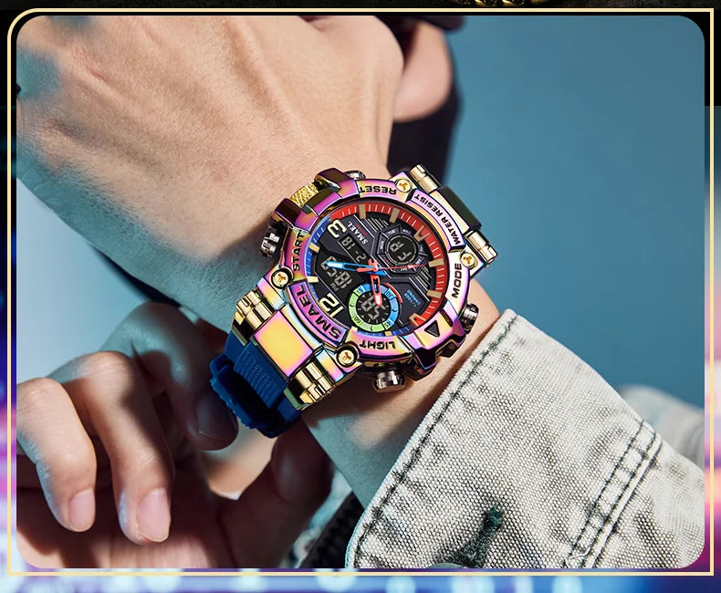 2025 SMAEL Sports Watches Men LED Watches New 50m Waterproof Digital Watches 8110 Shockproof Sports Watches for Men Electrionic - Mountain ship