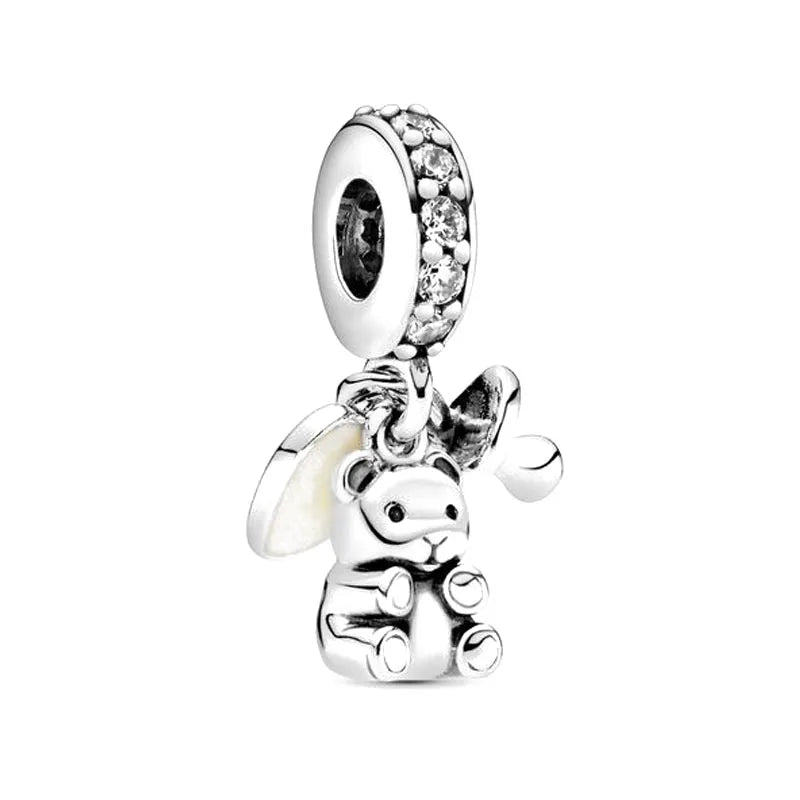 Europe 925 Silver Family Charm Fit Original Bracelet Jewelry Pendant Boy Girl Sparkling Mom Bead Sisters Pandora Dangle Plated - Mountain ship
