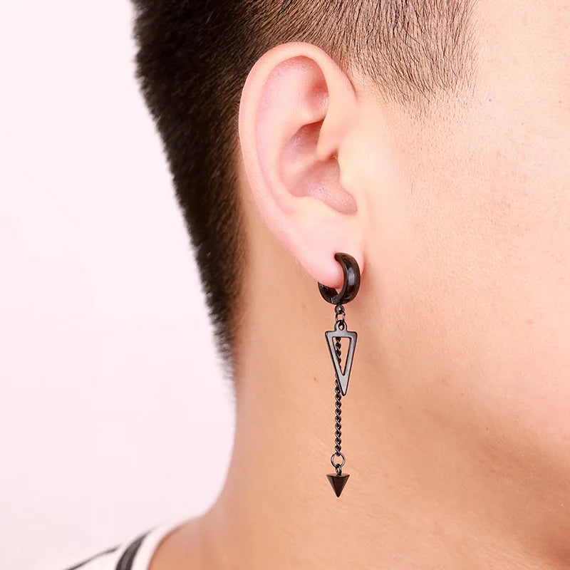 1 Piece Stainless Steel Ear Clip Earrings for Women Men Painless Fake Earrings Best Selling Style Punk Hip Hop Jewelry - Mountain ship