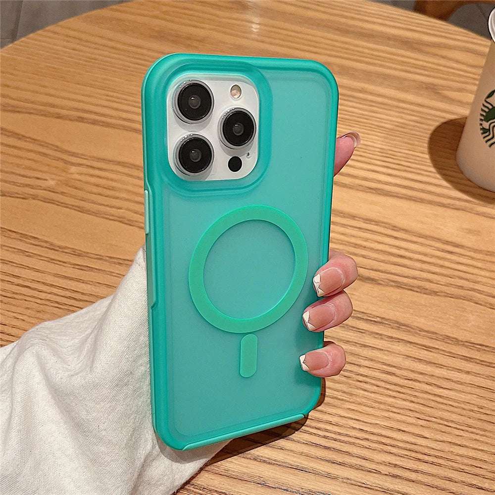 Magnetic For Magsafe Wireless Charging Case For iPhone 16 15 11 12 13 14 Pro Max XR XS 7 8 Plus SE Solid Color Shockproof Cover - Mountain ship