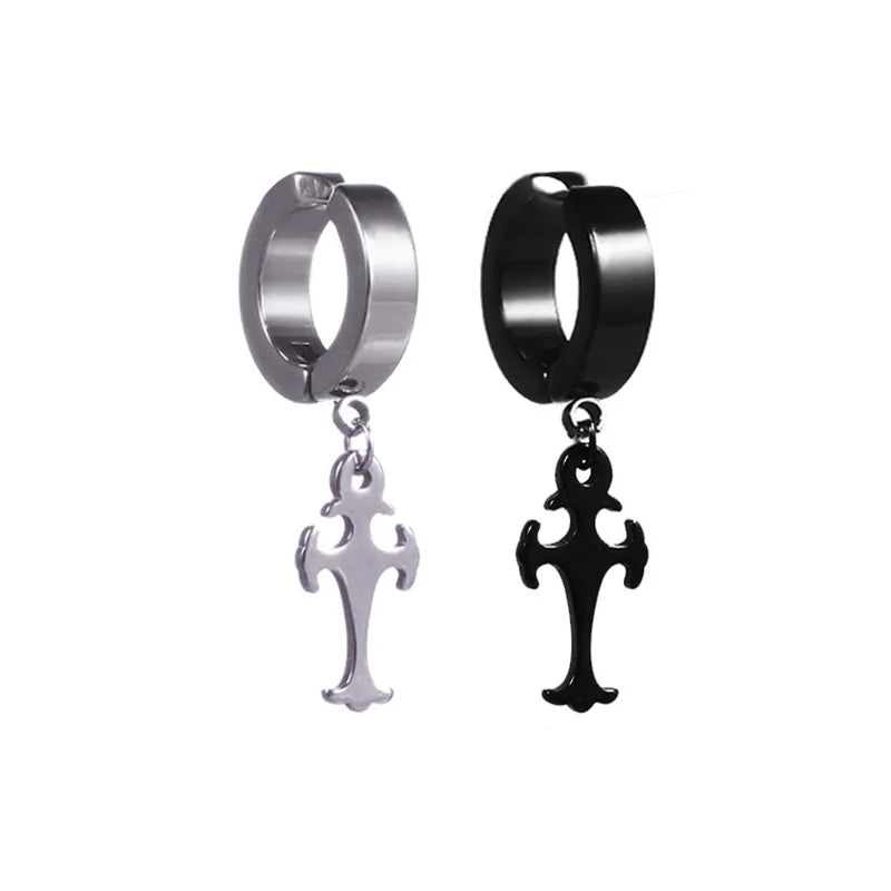 1 Piece Stainless Steel Ear Clip Earrings for Women Men Painless Fake Earrings Best Selling Style Punk Hip Hop Jewelry - Mountain ship
