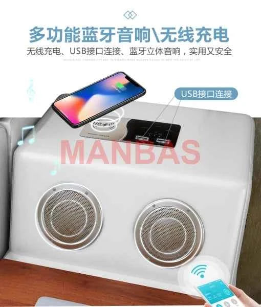 King/Queen Size Multifunctional Bed Tech Smart Beds Ultimate Camas TATAMI Massage Lit Genuine Leather Upholstered Bed with Audio - Mountain ship