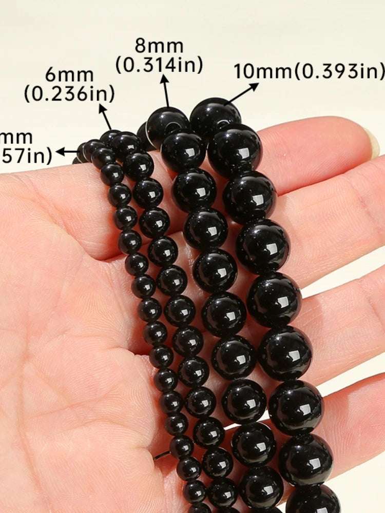 4 6 8 10mm Natural Stone Black Obsidian Bead Polished Round Loose Spacer Bead For Jewelry Making Diy Necklace Bracelet Accessory - Mountain ship