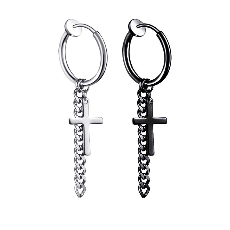 1 Piece Stainless Steel Ear Clip Earrings for Women Men Painless Fake Earrings Best Selling Style Punk Hip Hop Jewelry - Mountain ship