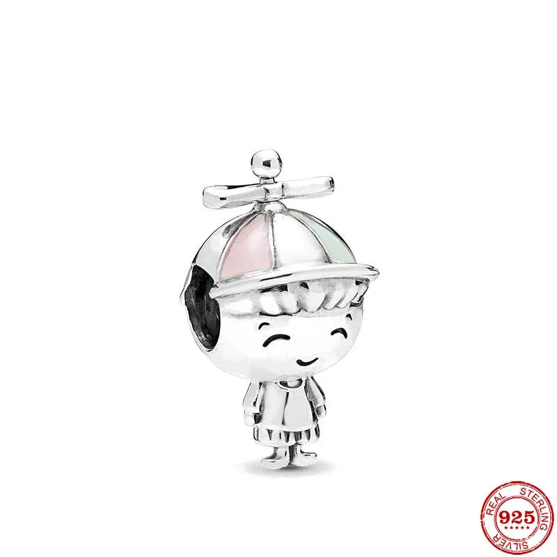 Europe 925 Silver Family Charm Fit Original Bracelet Jewelry Pendant Boy Girl Sparkling Mom Bead Sisters Pandora Dangle Plated - Mountain ship