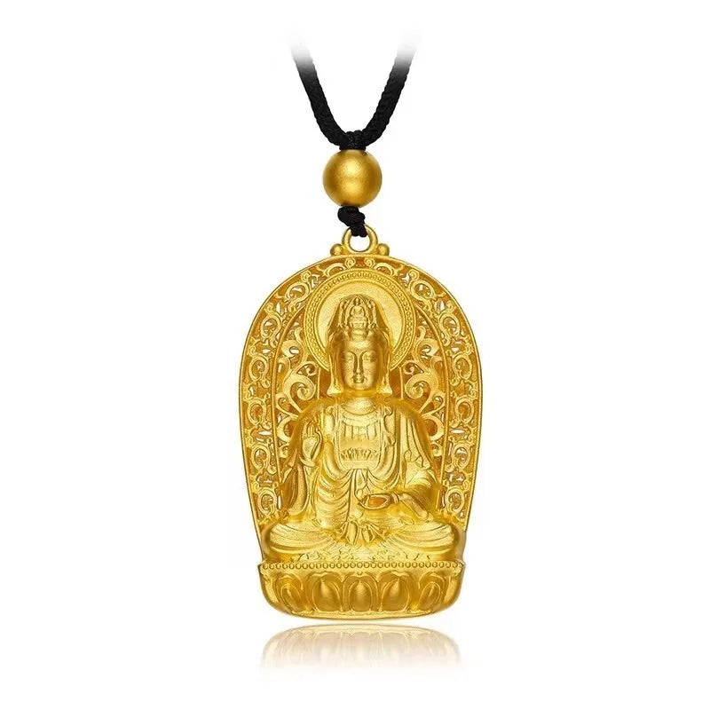 24K Gold 999 Pure Gold Guanyin Bodhisattva Pendant, Unisex Design for Peace Style, Exquisite Craftsmanship - Mountain ship
