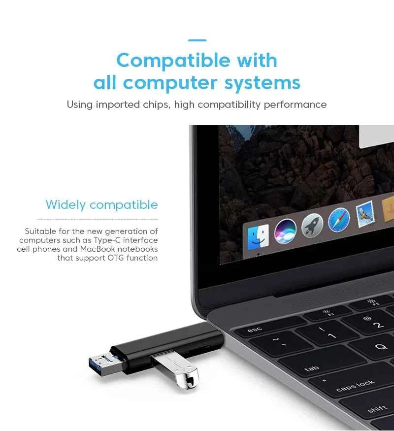 USB3.0 Card Reader 6 in 1 OTG Multifunction Type C Micro TF SD USB Card Reader Adapter Computer Laptop Tablet Phone Accessories - Mountain ship