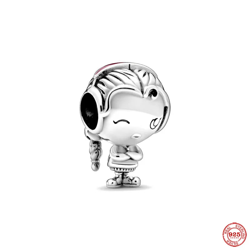 Europe 925 Silver Family Charm Fit Original Bracelet Jewelry Pendant Boy Girl Sparkling Mom Bead Sisters Pandora Dangle Plated - Mountain ship