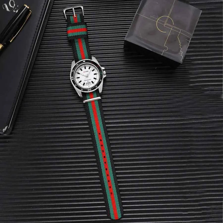 New fashionable men's nylon strap calendar watch, luxurious and simple business men's and women's night light quartz watch - Mountain ship