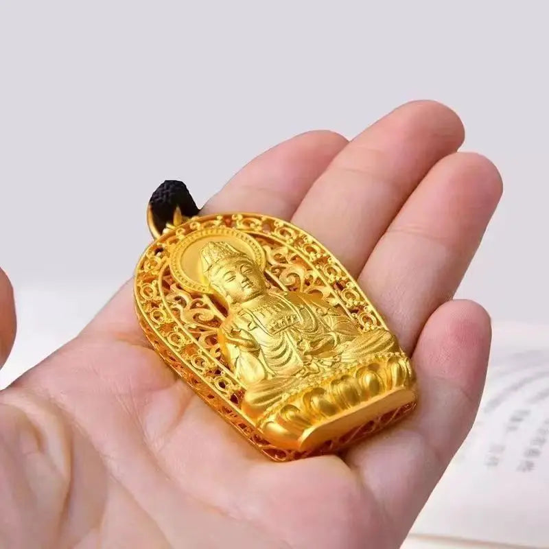 24K Gold 999 Pure Gold Guanyin Bodhisattva Pendant, Unisex Design for Peace Style, Exquisite Craftsmanship - Mountain ship