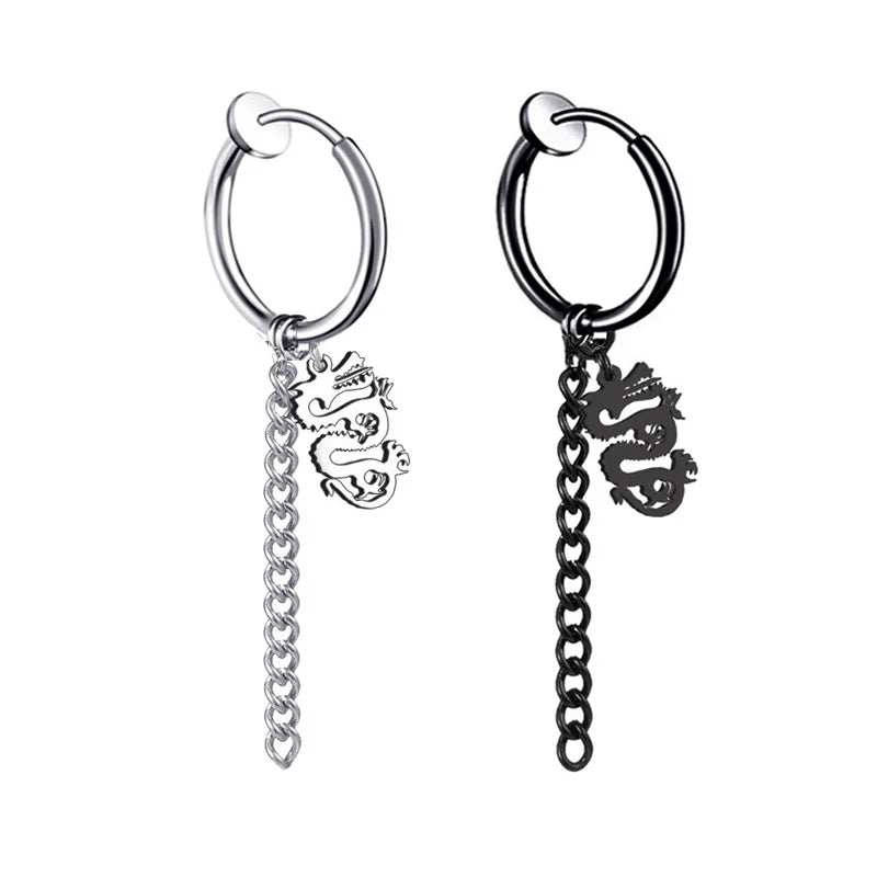 1 Piece Stainless Steel Ear Clip Earrings for Women Men Painless Fake Earrings Best Selling Style Punk Hip Hop Jewelry - Mountain ship