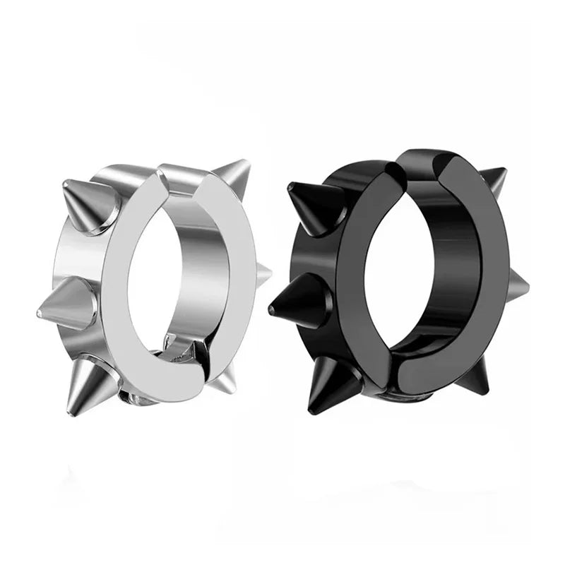 1 Piece Stainless Steel Ear Clip Earrings for Women Men Painless Fake Earrings Best Selling Style Punk Hip Hop Jewelry - Mountain ship