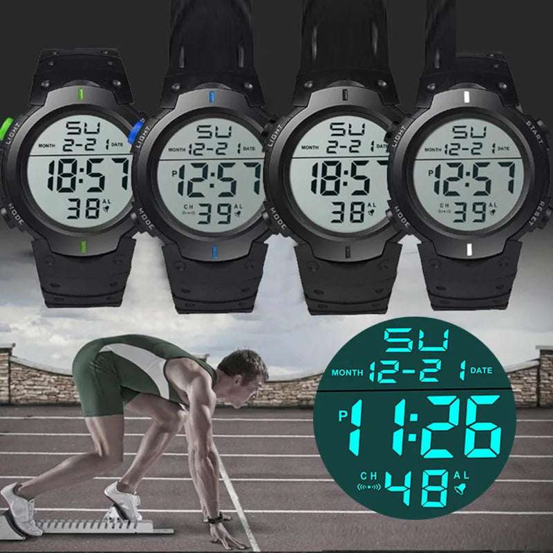 Men Sport LED Watches Top Brand Men Digital Clock Multi-Functional Rubber Man Fitnes Athlete Timekeeping Electronic Watch Reloj - Mountain ship