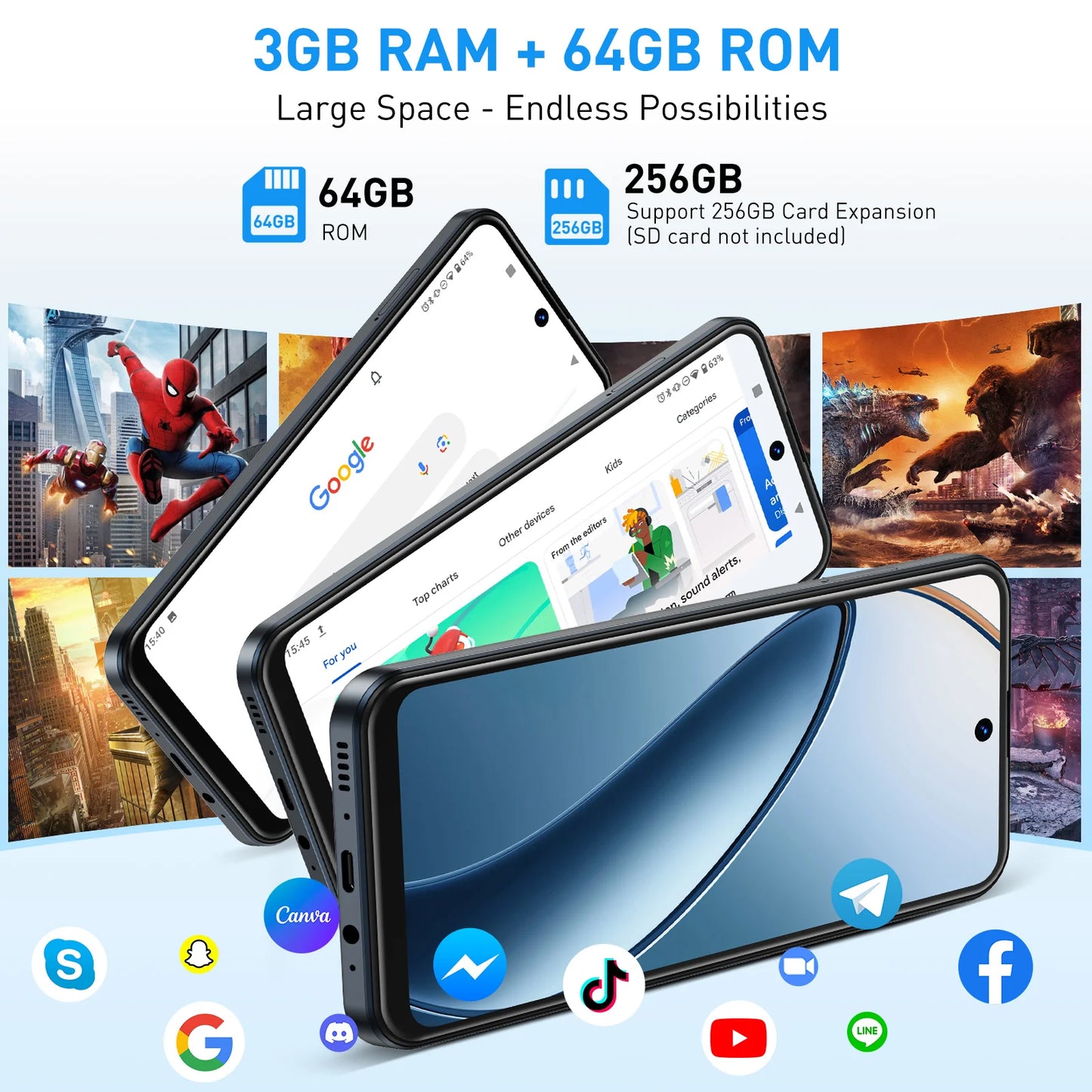 2025 New XGODY Smartphone Android,6.5 inch Screen,3GB+64GB ROM,Mobile phones,4250mAh,13MP,4G Network,Dual SIM 4Core,Cellphones - Mountain ship