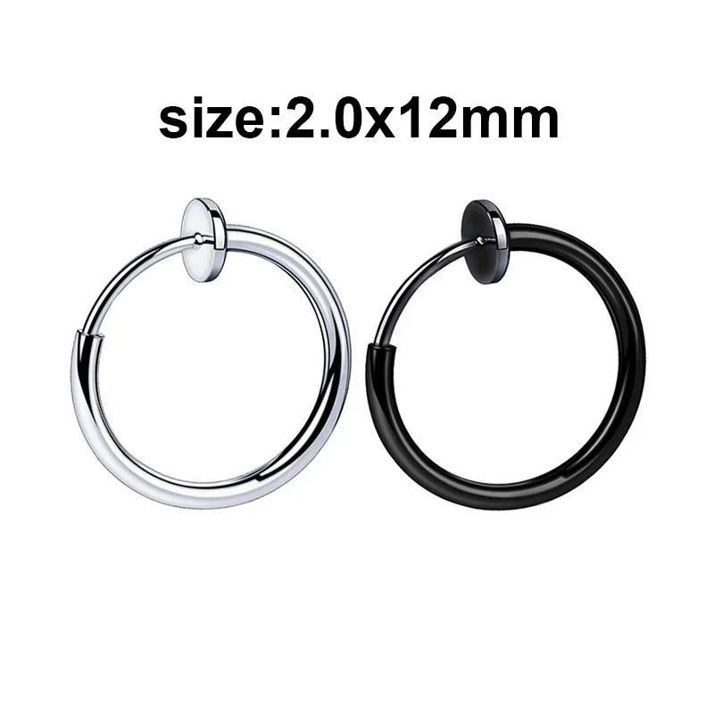 1 Piece Stainless Steel Ear Clip Earrings for Women Men Painless Fake Earrings Best Selling Style Punk Hip Hop Jewelry - Mountain ship