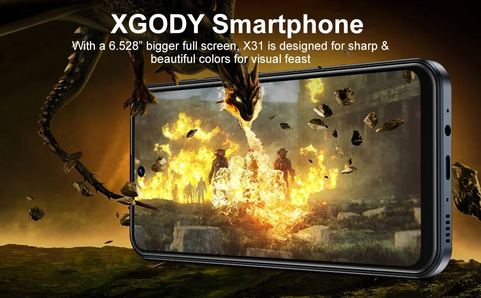 2025 New XGODY Smartphone Android,6.5 inch Screen,3GB+64GB ROM,Mobile phones,4250mAh,13MP,4G Network,Dual SIM 4Core,Cellphones - Mountain ship