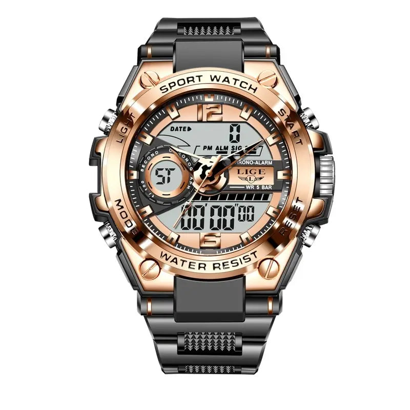 LIGE Men Military Watch Digital 50m Waterproof Wristwatch LED Quartz Clock Sport Watch Male Big Watches Men Relogios Masculino - Mountain ship