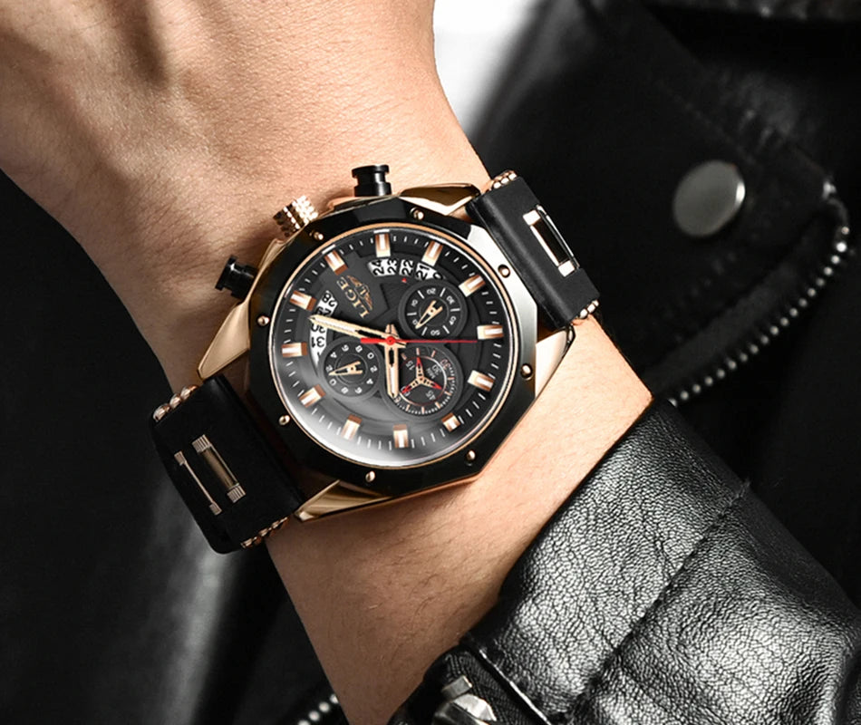 LIGE Fashion Men Watches Top Brand Luxury Silicone Sport Watch Men Quartz Date Clock Waterproof Wristwatch Chronograph Clock Man - Mountain ship