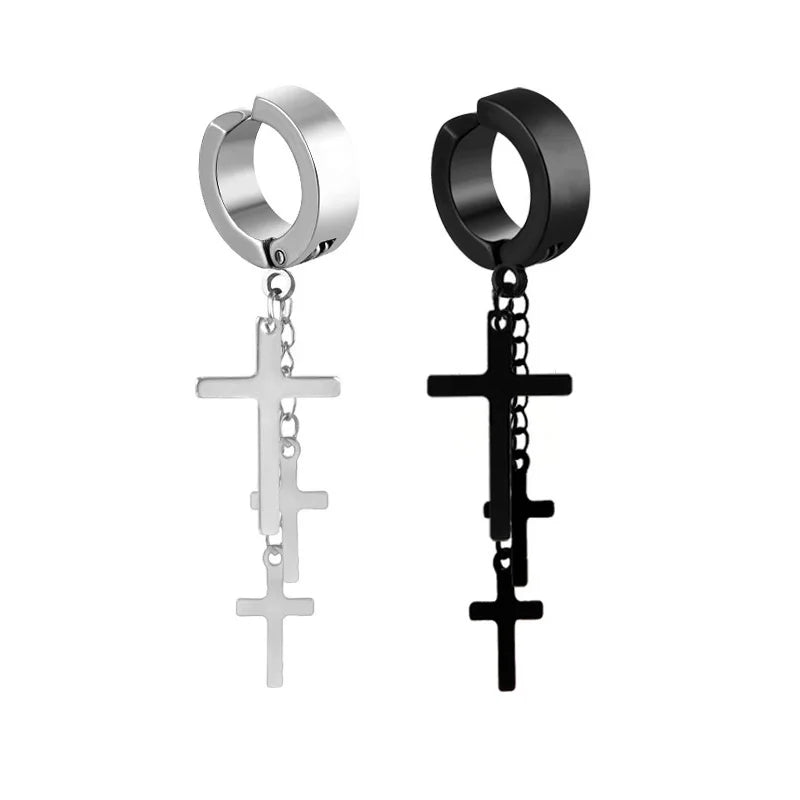 1 Piece Stainless Steel Ear Clip Earrings for Women Men Painless Fake Earrings Best Selling Style Punk Hip Hop Jewelry - Mountain ship