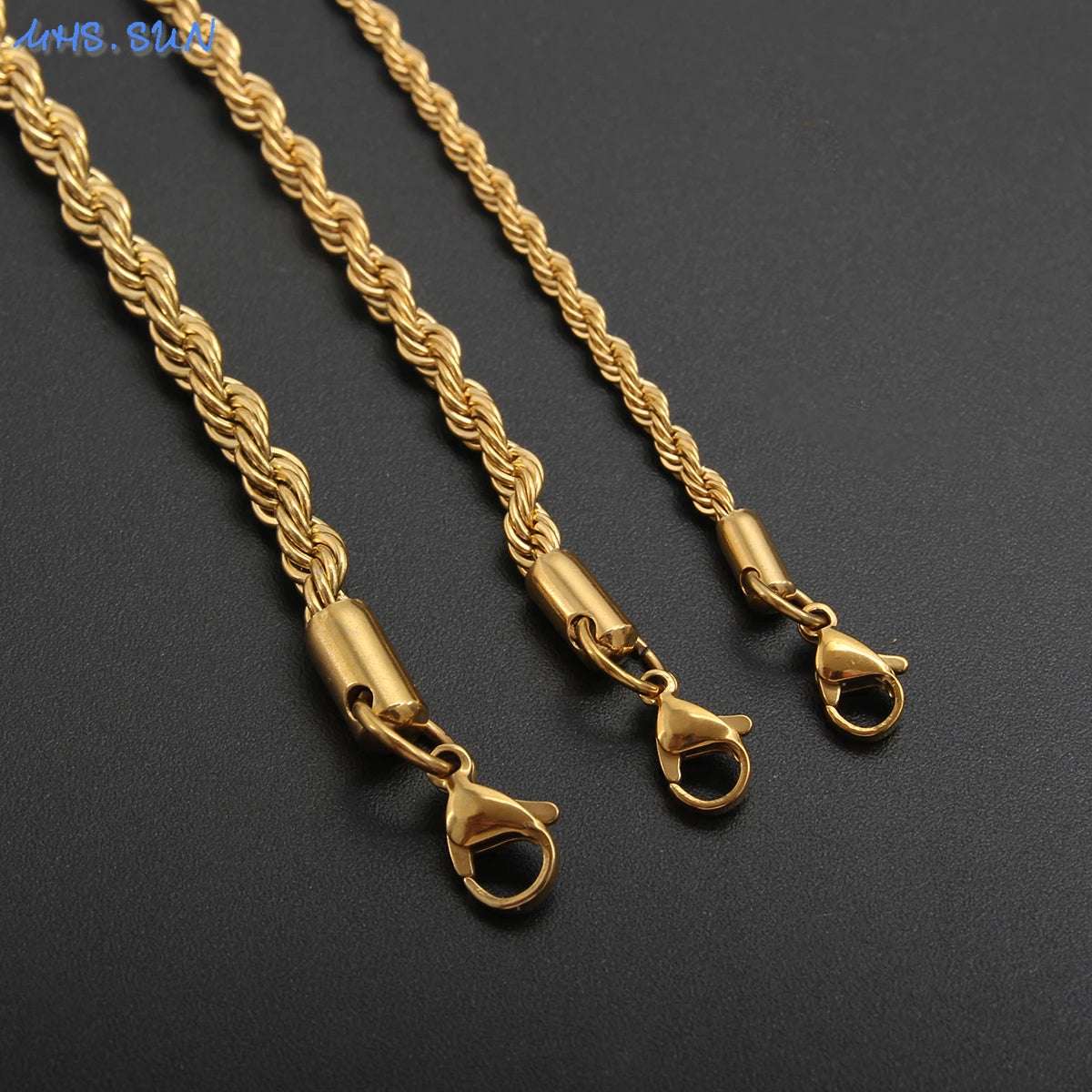 MHS.SUN Hip Hop Stainless Steel Gold/Sliver Color 3MM 5MM Twisted Rope Chain Necklaces For Women Men Party Jewelry Accessories - Mountain ship