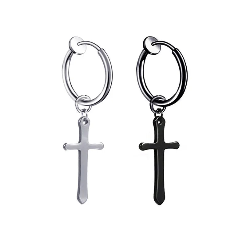 1 Piece Stainless Steel Ear Clip Earrings for Women Men Painless Fake Earrings Best Selling Style Punk Hip Hop Jewelry - Mountain ship