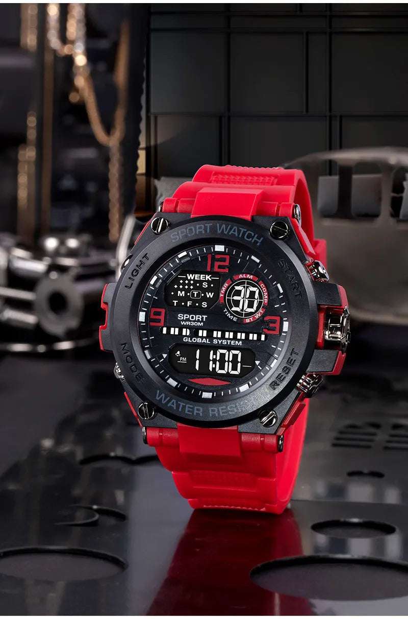 Men Waterproof Sports Watches Multifunction Electronic Watches Anti Drop and Shock-absorbing Wristwatches - Mountain ship