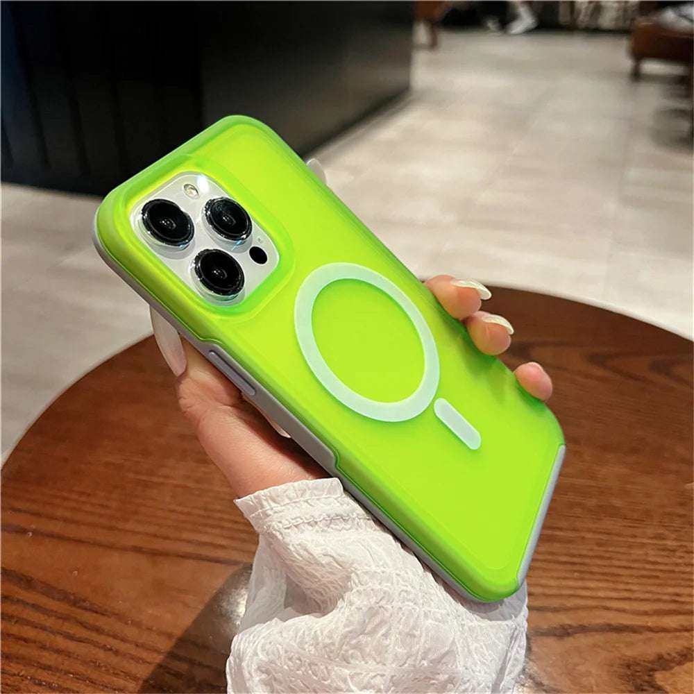 Magnetic For Magsafe Wireless Charging Case For iPhone 16 15 11 12 13 14 Pro Max XR XS 7 8 Plus SE Solid Color Shockproof Cover - Mountain ship