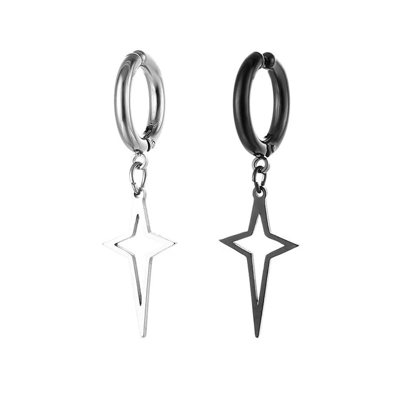 1 Piece Stainless Steel Ear Clip Earrings for Women Men Painless Fake Earrings Best Selling Style Punk Hip Hop Jewelry - Mountain ship