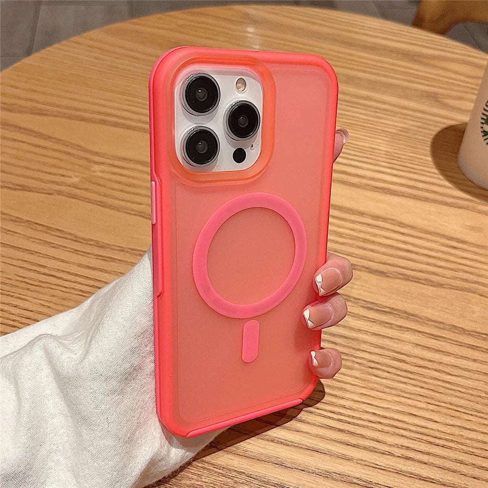 Magnetic For Magsafe Wireless Charging Case For iPhone 16 15 11 12 13 14 Pro Max XR XS 7 8 Plus SE Solid Color Shockproof Cover - Mountain ship