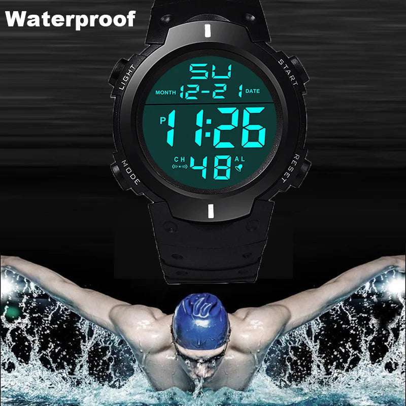 Men Sport LED Watches Top Brand Men Digital Clock Multi-Functional Rubber Man Fitnes Athlete Timekeeping Electronic Watch Reloj - Mountain ship