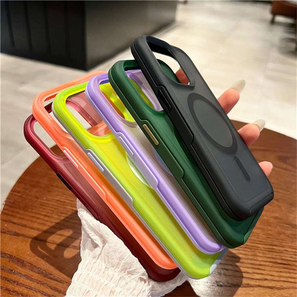 Magnetic For Magsafe Wireless Charging Case For iPhone 16 15 11 12 13 14 Pro Max XR XS 7 8 Plus SE Solid Color Shockproof Cover - Mountain ship