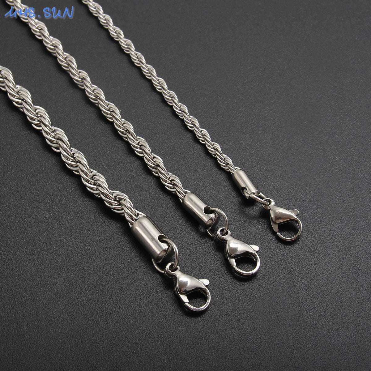 MHS.SUN Hip Hop Stainless Steel Gold/Sliver Color 3MM 5MM Twisted Rope Chain Necklaces For Women Men Party Jewelry Accessories - Mountain ship