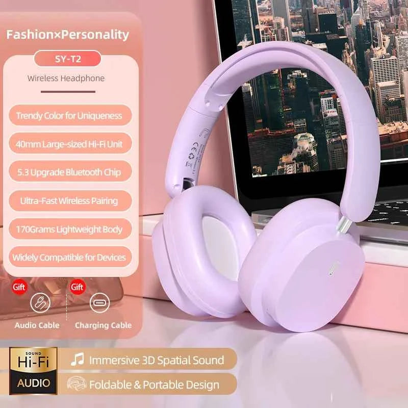 Head Mounted Wireless Earphones Foldable Bluetooth Earphones Built Microphone Earphones Audio Noise Cancelling Earphones - Mountain ship