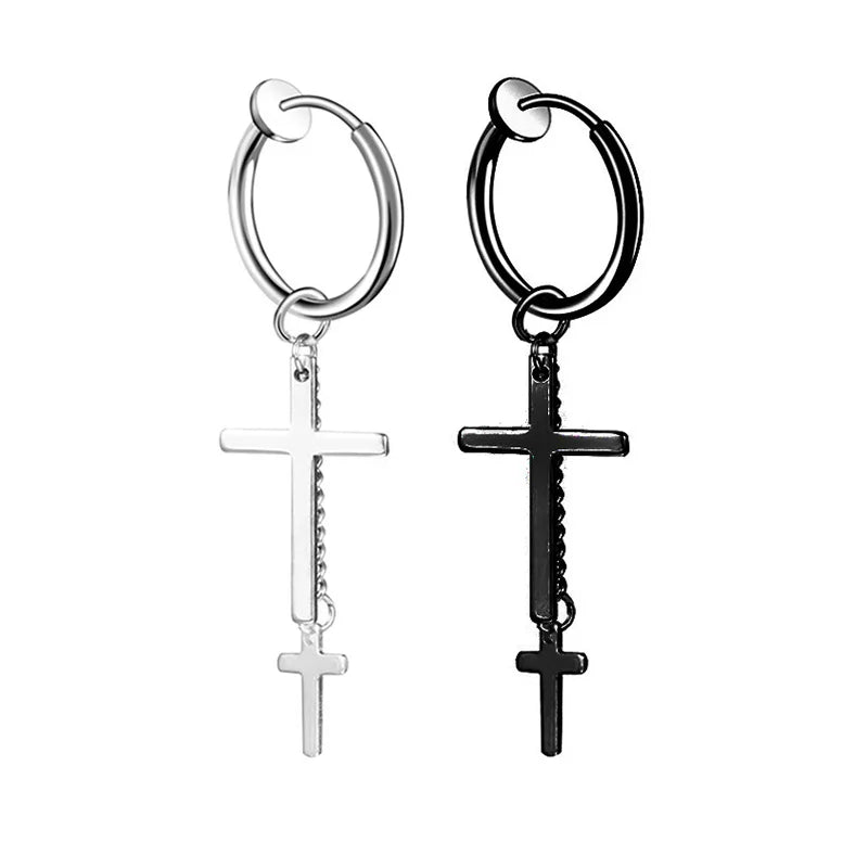 1 Piece Stainless Steel Ear Clip Earrings for Women Men Painless Fake Earrings Best Selling Style Punk Hip Hop Jewelry - Mountain ship