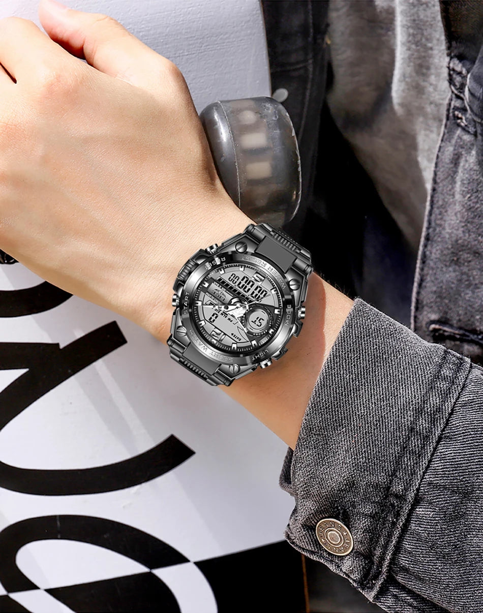 LIGE Men Military Watch Digital 50m Waterproof Wristwatch LED Quartz Clock Sport Watch Male Big Watches Men Relogios Masculino - Mountain ship