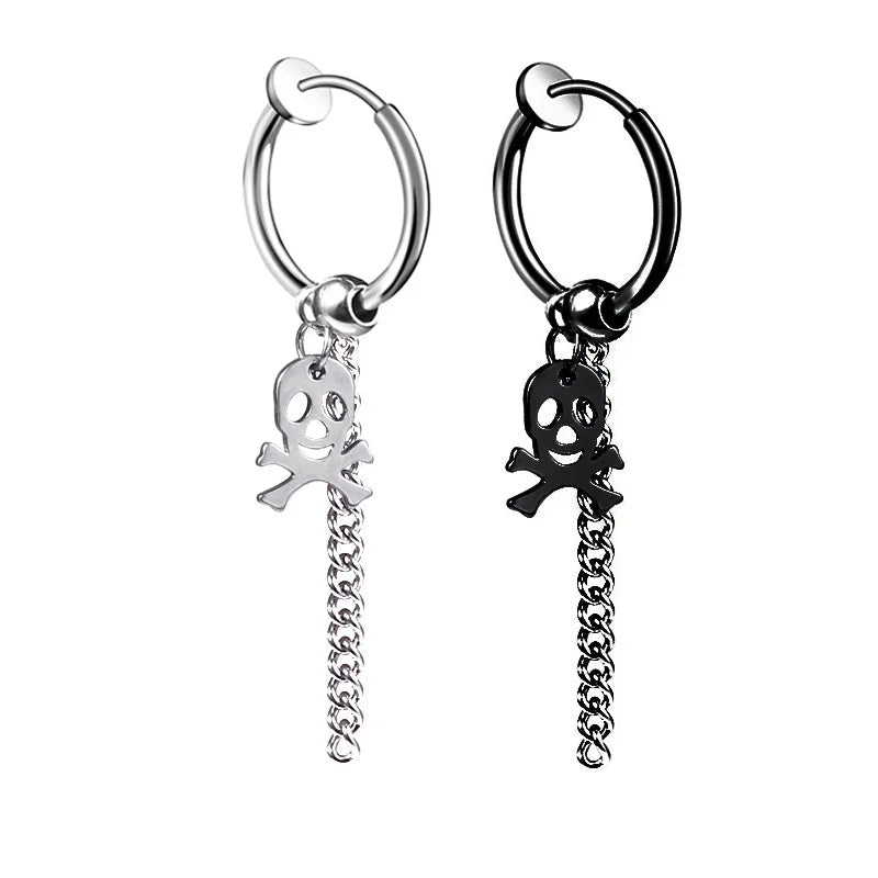 1 Piece Stainless Steel Ear Clip Earrings for Women Men Painless Fake Earrings Best Selling Style Punk Hip Hop Jewelry - Mountain ship