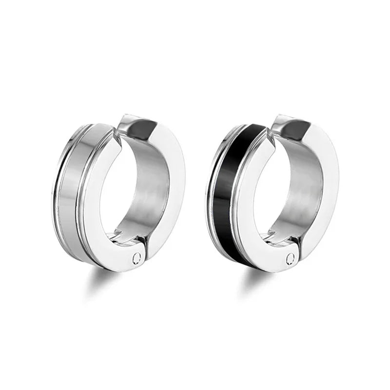 1 Piece Stainless Steel Ear Clip Earrings for Women Men Painless Fake Earrings Best Selling Style Punk Hip Hop Jewelry - Mountain ship