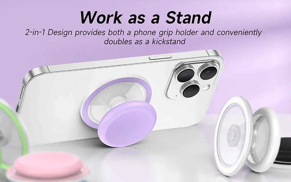Magnetic Mobile Phone Grip Tok Holder For IPhone 15 Samsung Socket Pocket Support Mac Safe Ring Finger Folding Stand posocket - Mountain ship