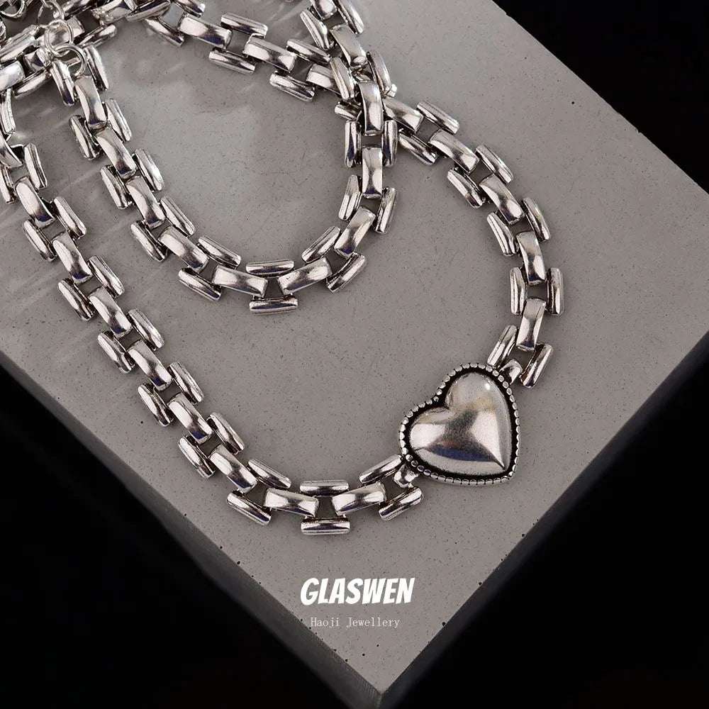 New Arrival Romantic Love Heart 925 Sterling Silver Female Jewelry Set For Women Necklace Bracelet Ring Best Engagement Gifts - Mountain ship
