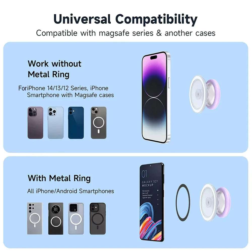 Magnetic Mobile Phone Grip Tok Holder For IPhone 15 Samsung Socket Pocket Support Mac Safe Ring Finger Folding Stand posocket - Mountain ship
