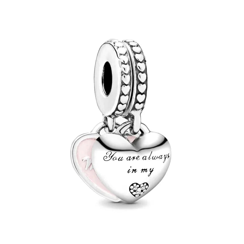 Europe 925 Silver Family Charm Fit Original Bracelet Jewelry Pendant Boy Girl Sparkling Mom Bead Sisters Pandora Dangle Plated - Mountain ship