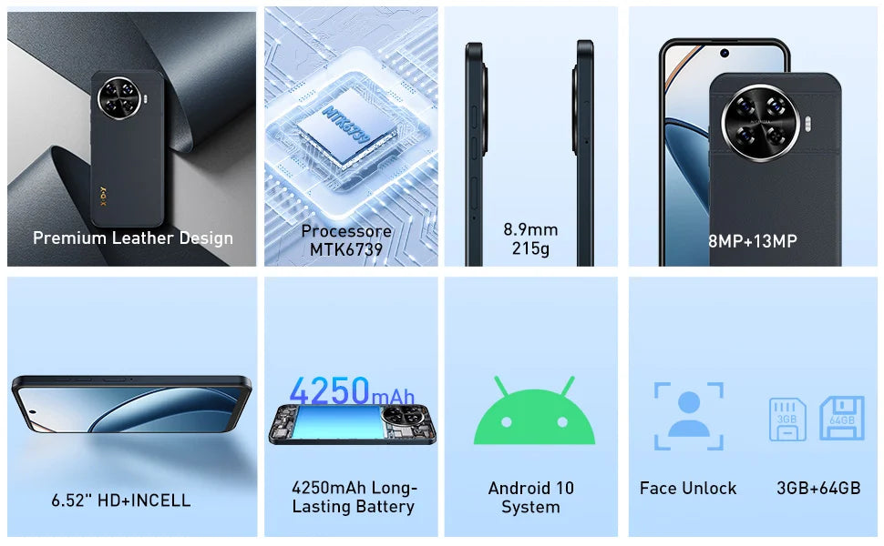 2025 New XGODY Smartphone Android,6.5 inch Screen,3GB+64GB ROM,Mobile phones,4250mAh,13MP,4G Network,Dual SIM 4Core,Cellphones - Mountain ship