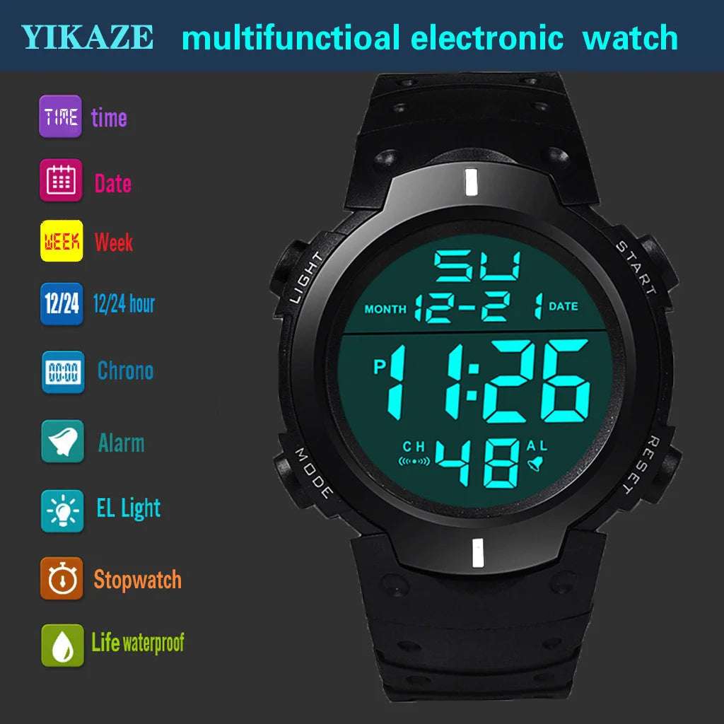 Men Sport LED Watches Top Brand Men Digital Clock Multi-Functional Rubber Man Fitnes Athlete Timekeeping Electronic Watch Reloj - Mountain ship