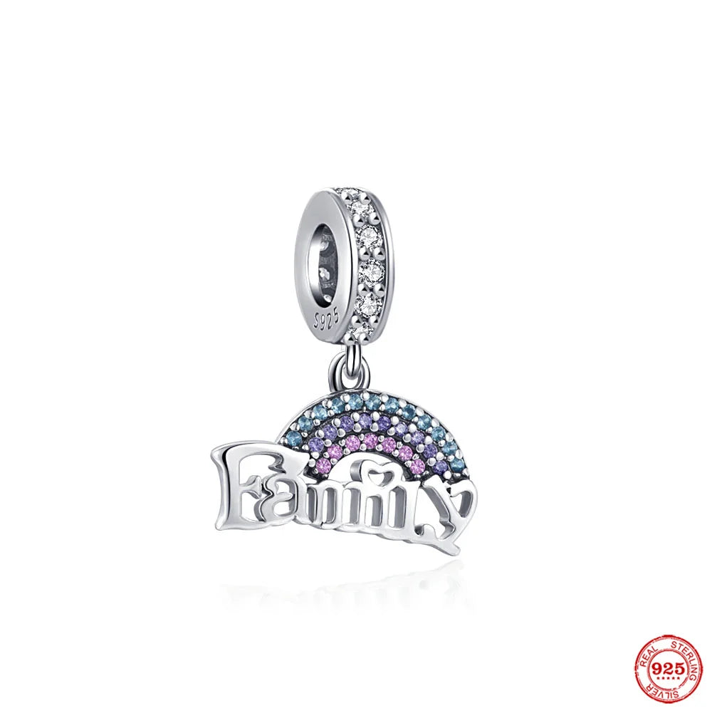 Europe 925 Silver Family Charm Fit Original Bracelet Jewelry Pendant Boy Girl Sparkling Mom Bead Sisters Pandora Dangle Plated Mountain ship