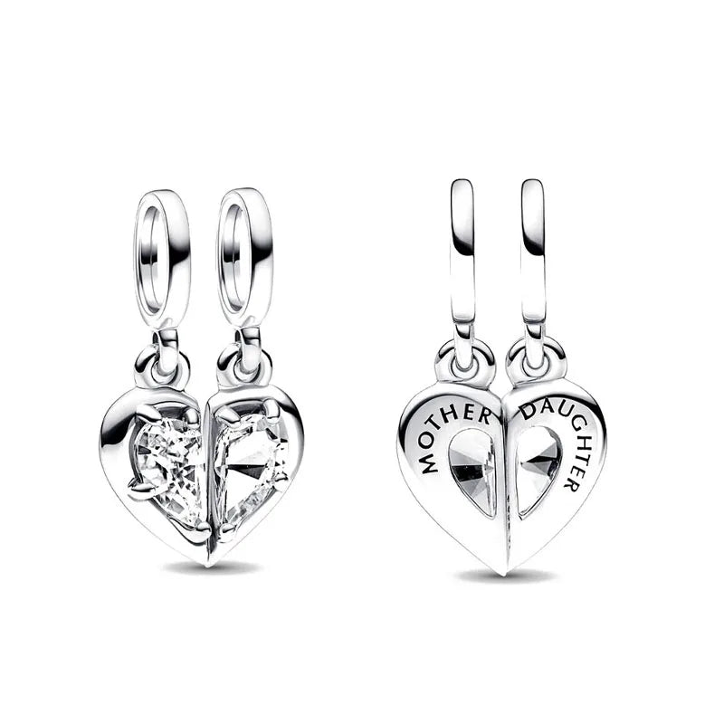 Europe 925 Silver Family Charm Fit Original Bracelet Jewelry Pendant Boy Girl Sparkling Mom Bead Sisters Pandora Dangle Plated - Mountain ship